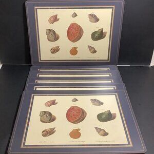PIMPERNEL 6 PLACEMATS Sea Shell Design Hard Board Cork Back Original Boxes